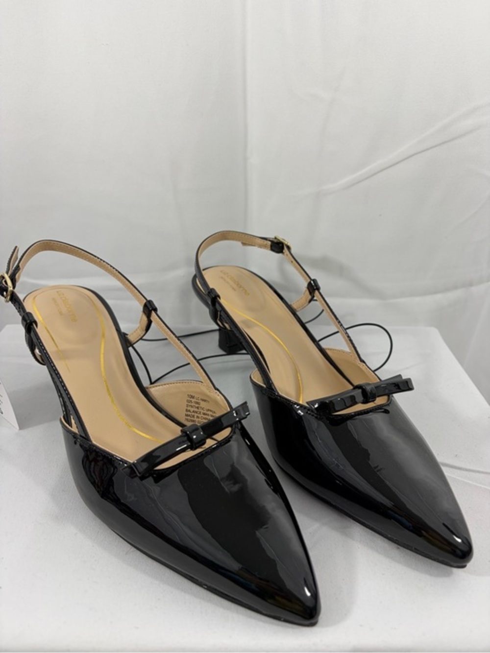 NWT Liz Claiborne Women’s Size 10 Shiny Black Pointed Slingback Heels
